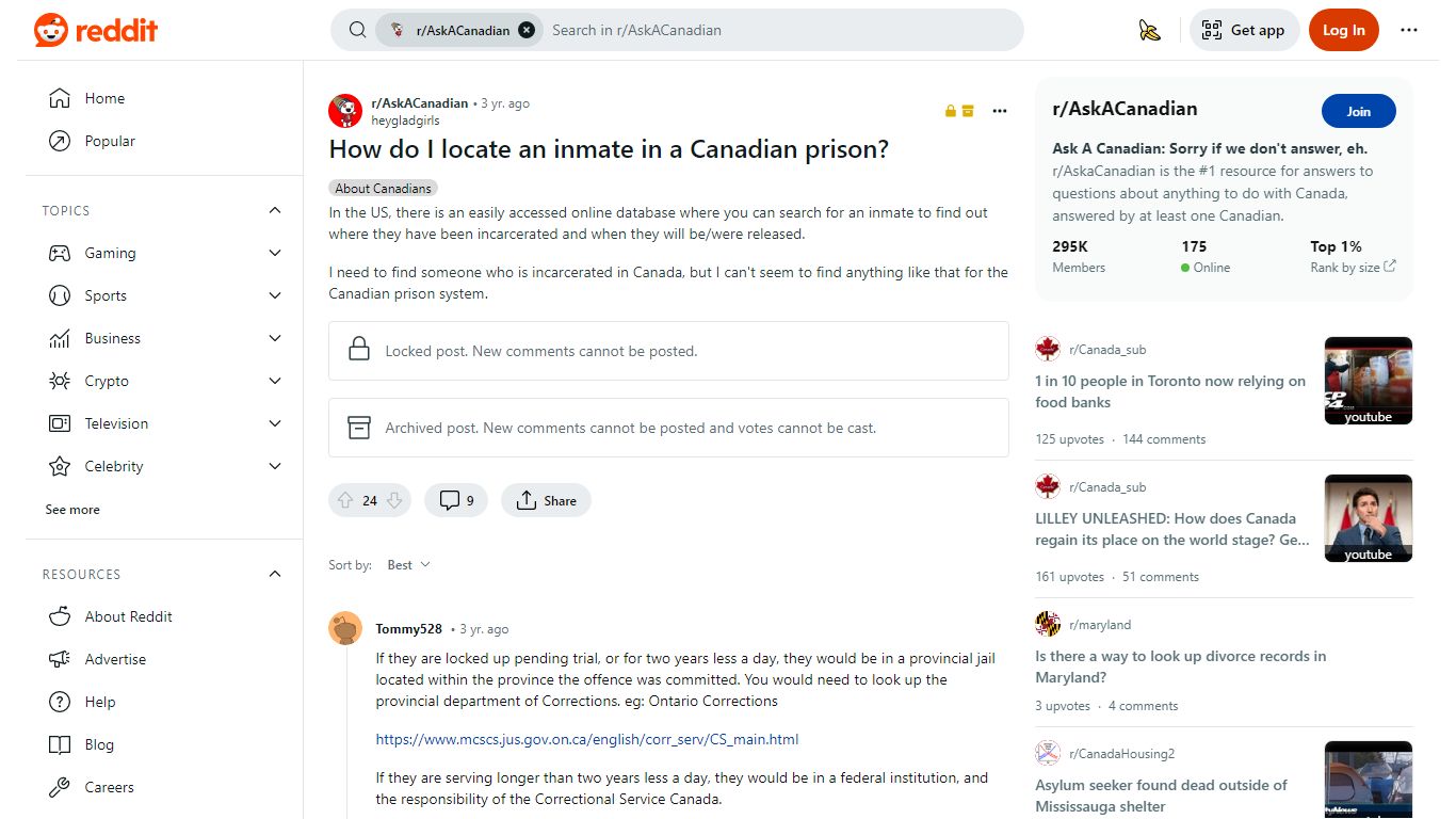 How do I locate an inmate in a Canadian prison? : r/AskACanadian - Reddit